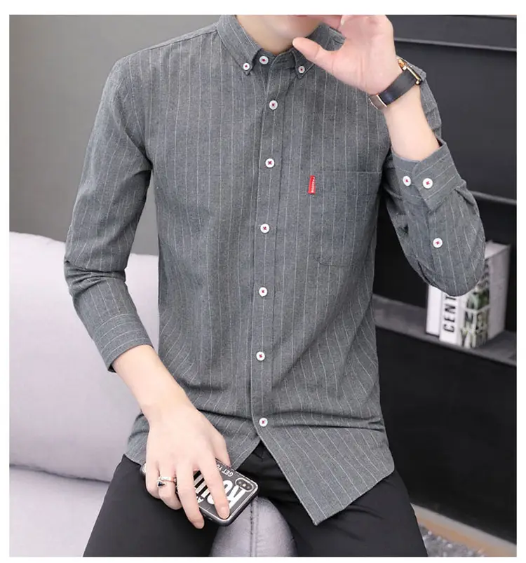 Men's Long Sleeve Striped Shirt M to 4XL — feature 11