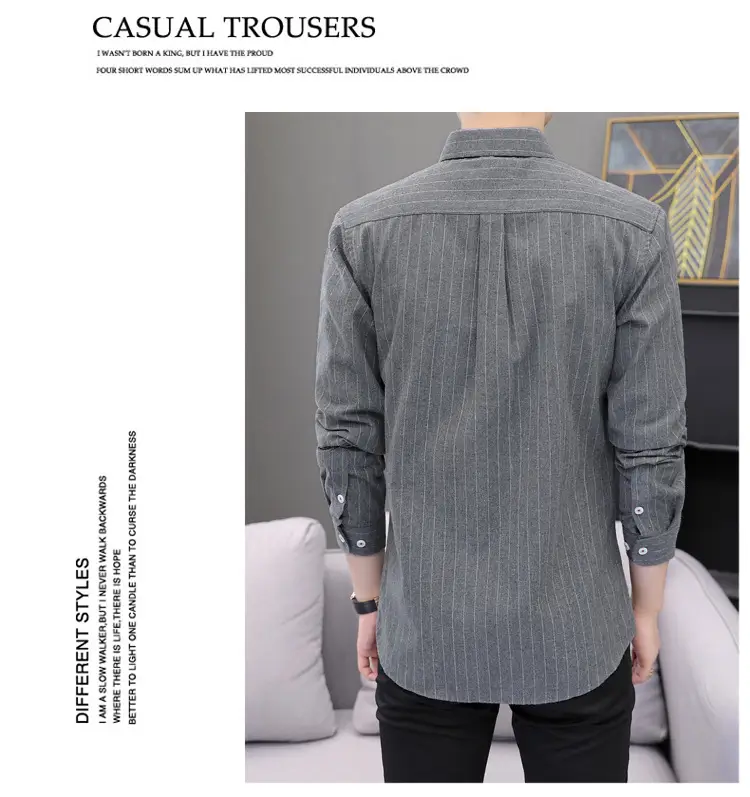 Men's Long Sleeve Striped Shirt M to 4XL — feature 12