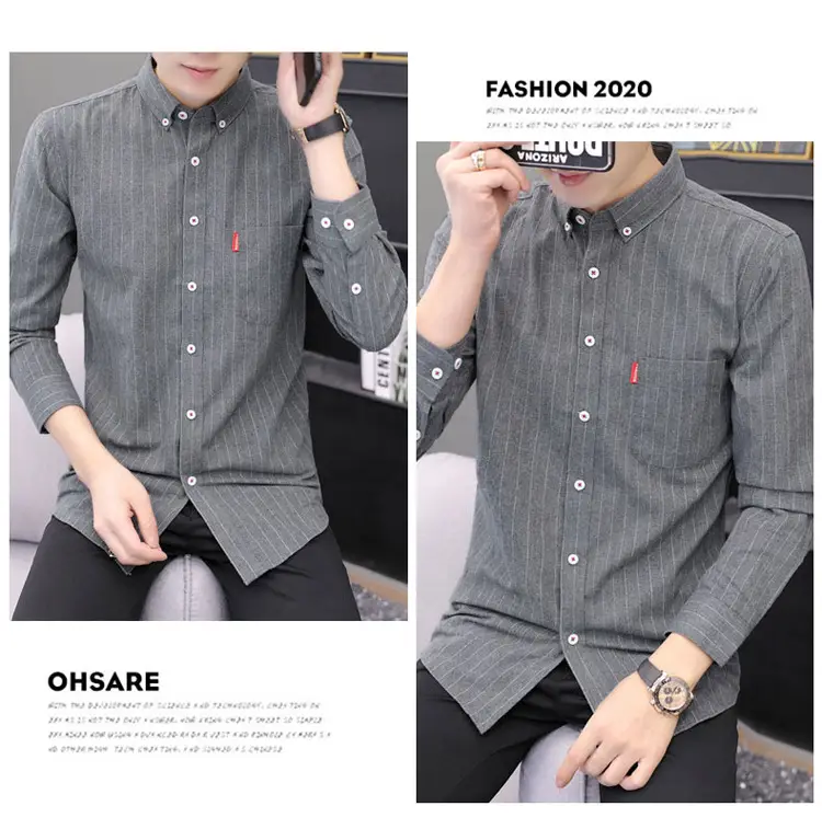 Men's Long Sleeve Striped Shirt M to 4XL — feature 13
