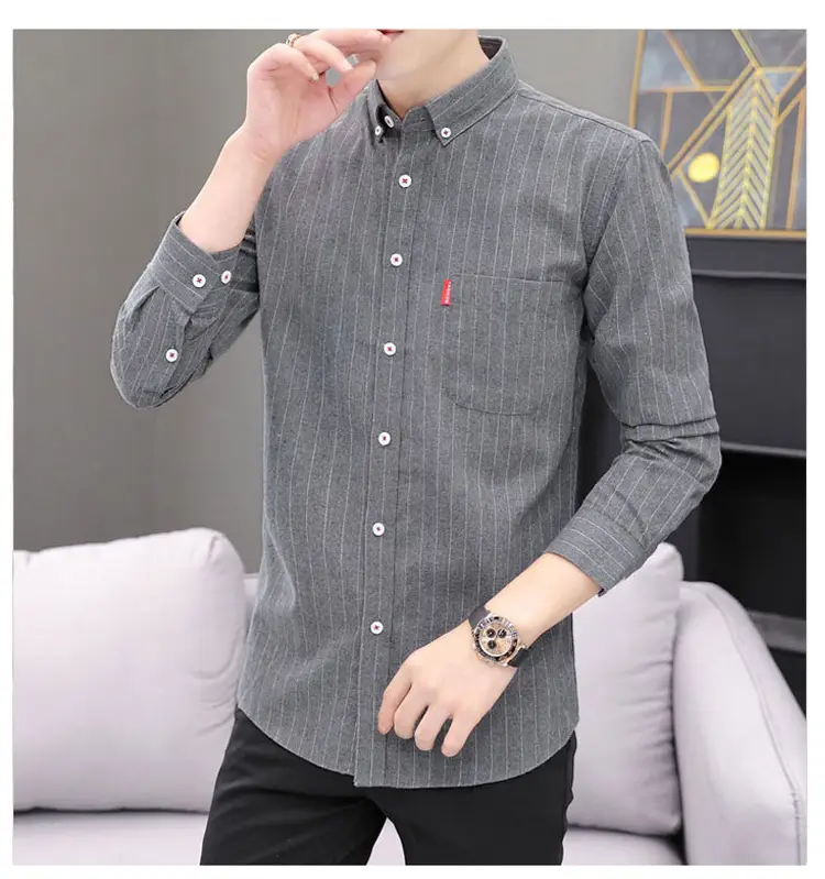 Men's Long Sleeve Striped Shirt M to 4XL — feature 14