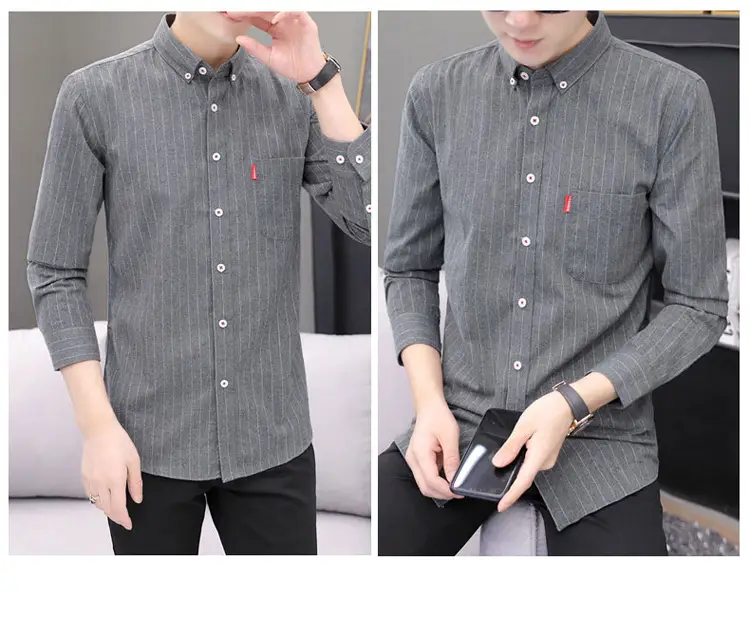 Men's Long Sleeve Striped Shirt M to 4XL — feature 15