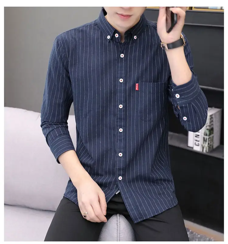 Men's Long Sleeve Striped Shirt M to 4XL — feature 16