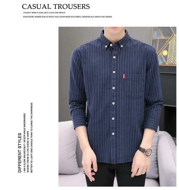 Men's Long Sleeve Striped Shirt M to 4XL — feature 17