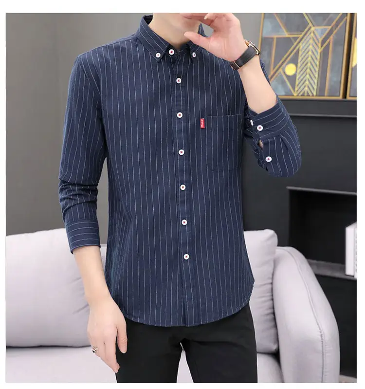 Men's Long Sleeve Striped Shirt M to 4XL — feature 19