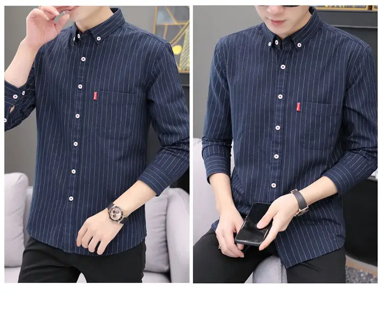 Men's Long Sleeve Striped Shirt M to 4XL — feature 20