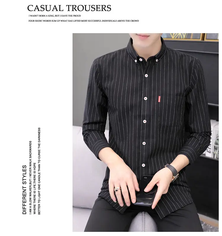 Men's Long Sleeve Striped Shirt M to 4XL — feature 7