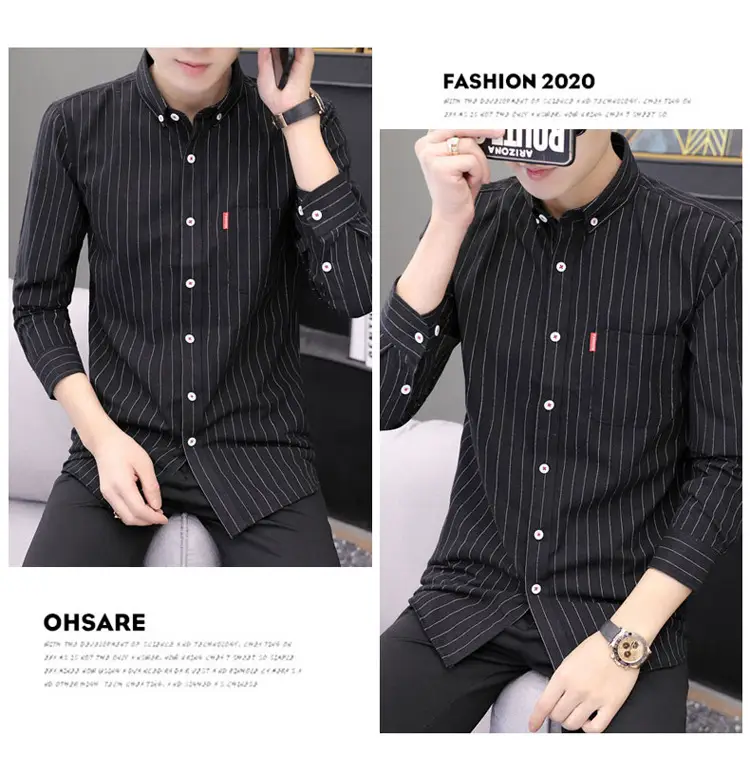 Men's Long Sleeve Striped Shirt M to 4XL — feature 8