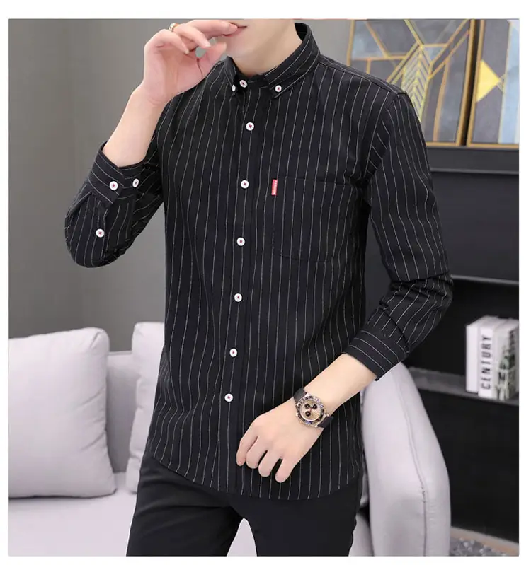 Men's Long Sleeve Striped Shirt M to 4XL — feature 9