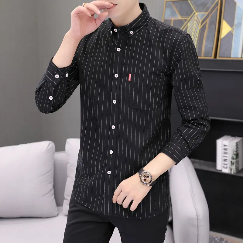 Men's Long Sleeve Striped Shirt M to 4XL