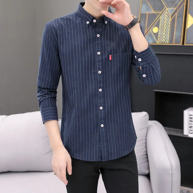 Men's Long Sleeve Striped Shirt M to 4XL