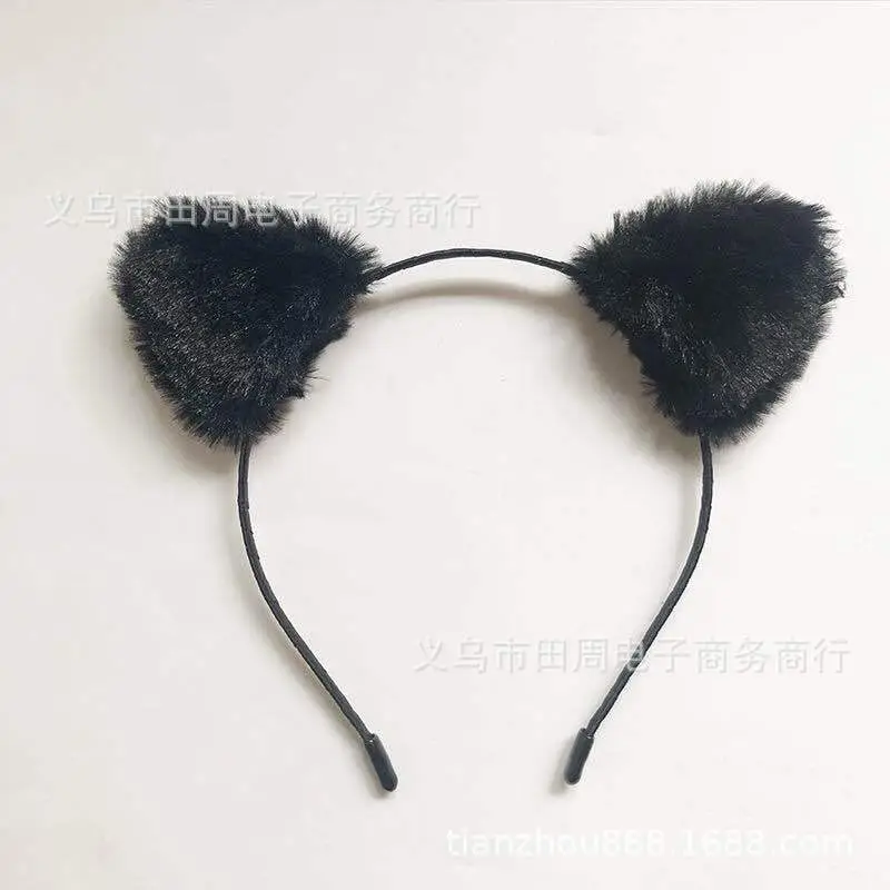 Red Furry Cat Ears Headband with Buckle