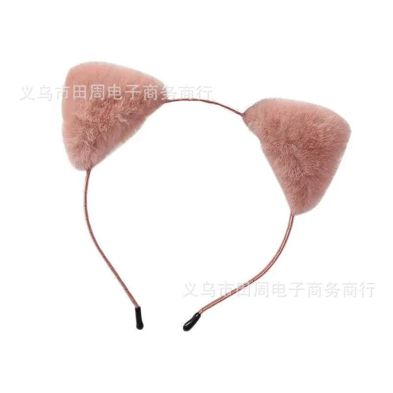 Red Furry Cat Ears Headband with Buckle