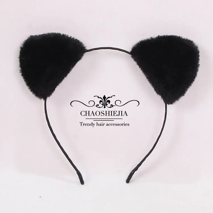 Red Furry Cat Ears Headband with Buckle