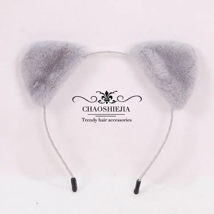 Red Furry Cat Ears Headband with Buckle