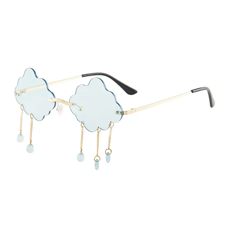 Women's Frameless Cloud Sunglasses Blue Black Gold - Image 2