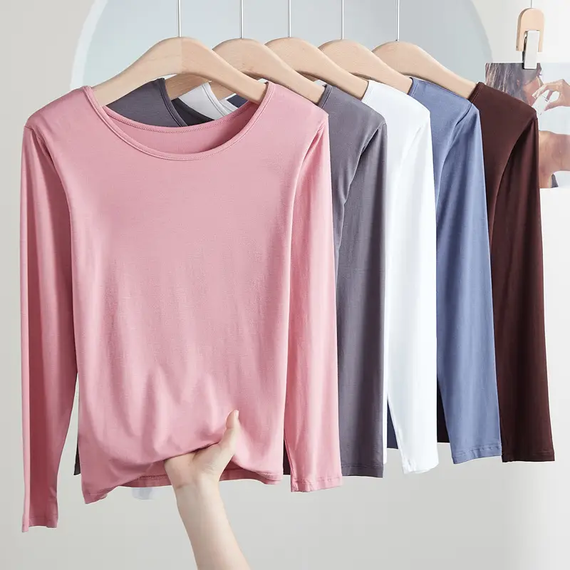 Women Long Sleeve T-Shirt Brown Plus Size - Image 11