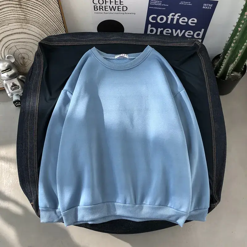 2020 Korean Style Men's Women's Sweatshirt Set Solid Color Loose Fit - Image 11