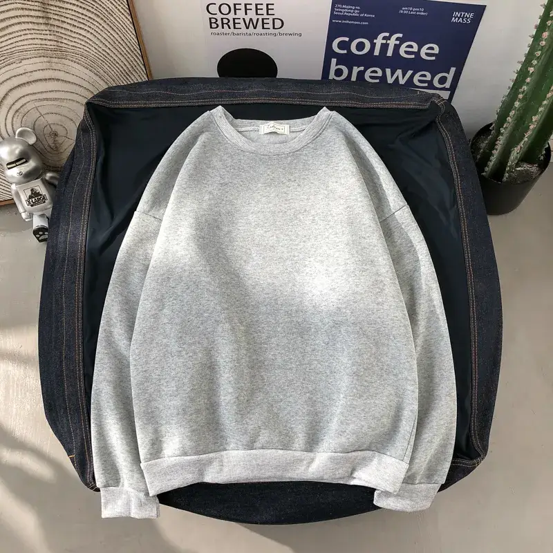 2020 Korean Style Men's Women's Sweatshirt Set Solid Color Loose Fit - Image 12