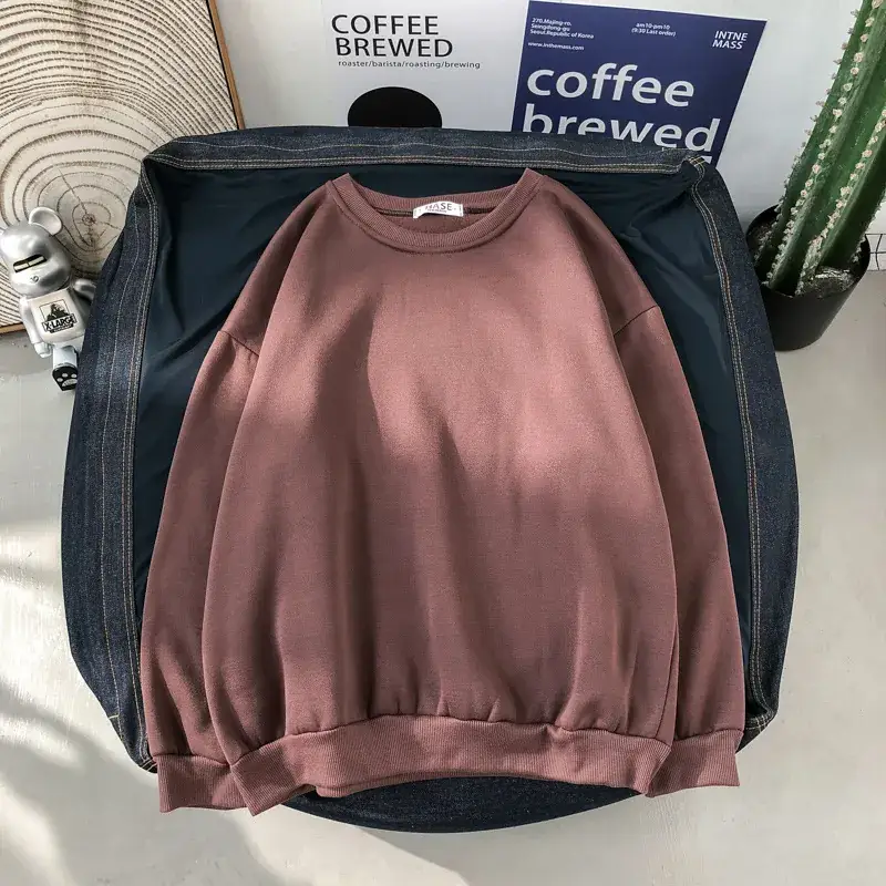 2020 Korean Style Men's Women's Sweatshirt Set Solid Color Loose Fit - Image 15