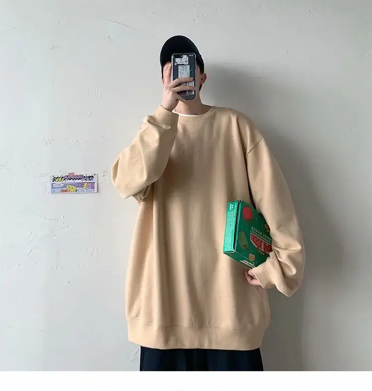 2020 Korean Style Men's Women's Sweatshirt Set Solid Color Loose Fit - Image 16