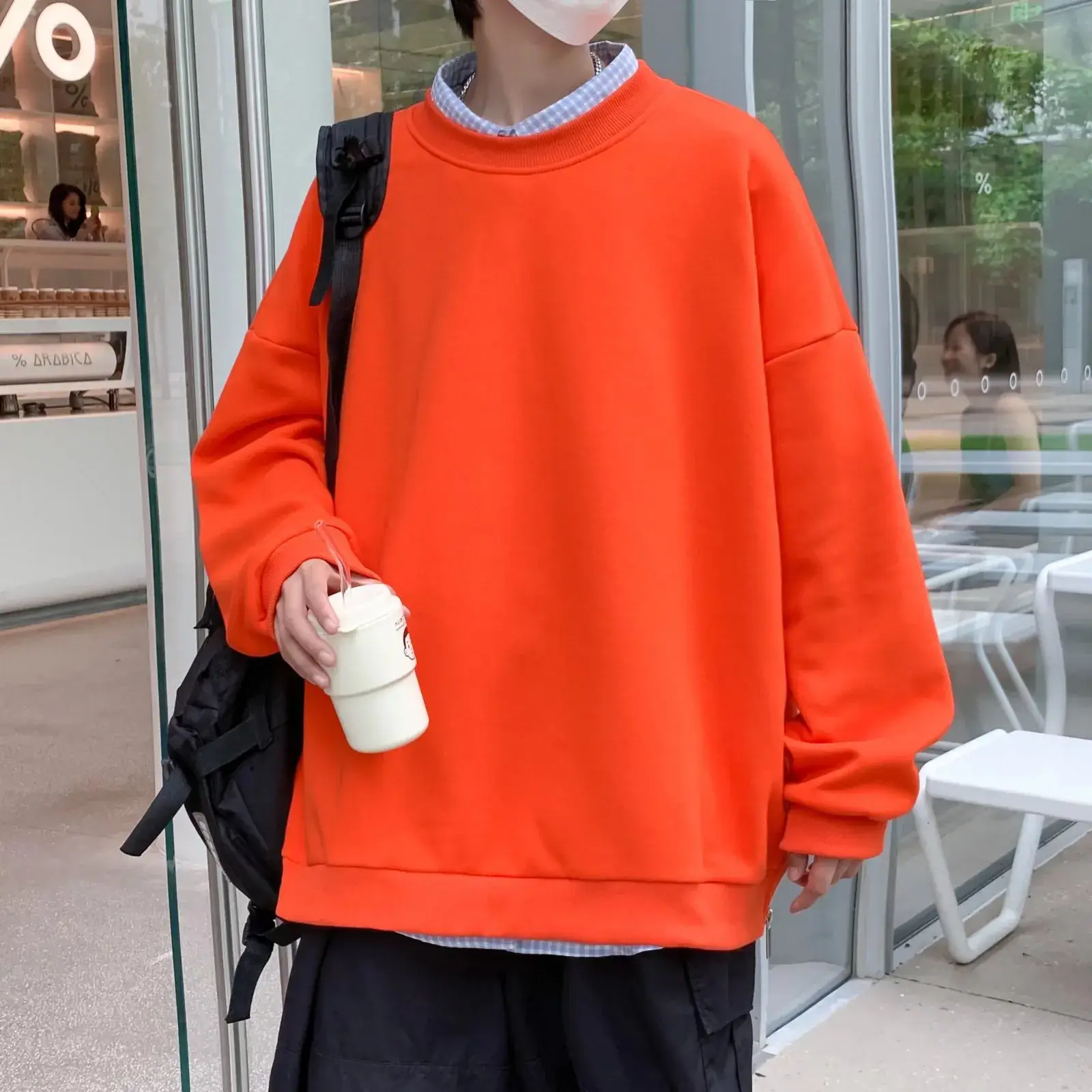 2020 Korean Style Men's Women's Sweatshirt Set Solid Color Loose Fit - Image 18