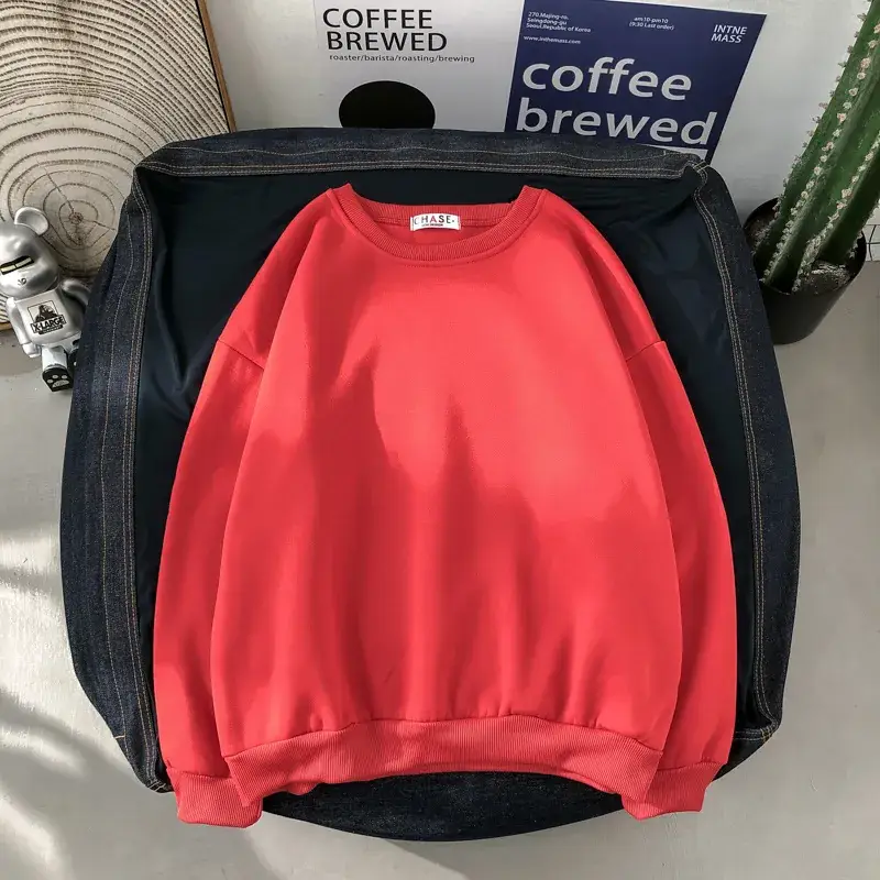 2020 Korean Style Men's Women's Sweatshirt Set Solid Color Loose Fit - Image 2