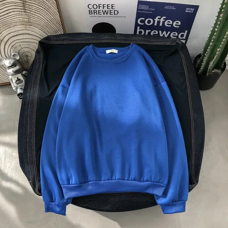 2020 Korean Style Men's Women's Sweatshirt Set Solid Color Loose Fit - Image 7