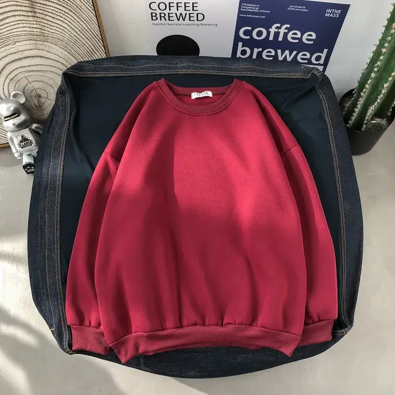 2020 Korean Style Men's Women's Sweatshirt Set Solid Color Loose Fit - Image 8