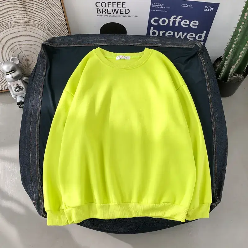 2020 Korean Style Men's Women's Sweatshirt Set Solid Color Loose Fit - Image 9