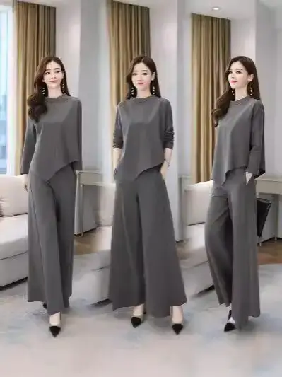 2024 spring and autumn new casual fashion sports suit western style long sleeve trousers pullover sweater women's two-piece fashion - Image 3