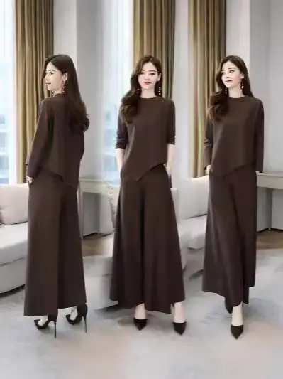 2024 spring and autumn new casual fashion sports suit western style long sleeve trousers pullover sweater women's two-piece fashion - Image 4