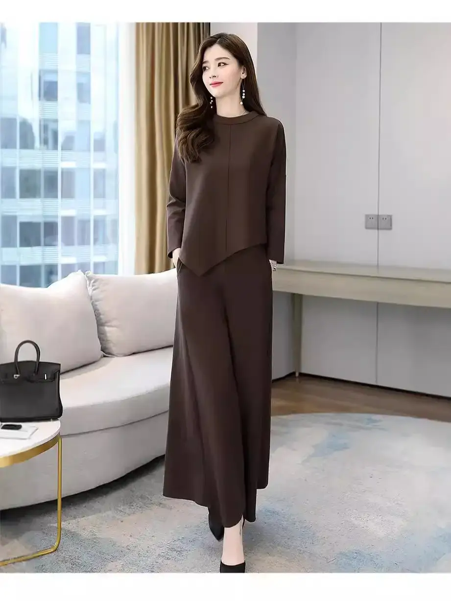 2024 spring and autumn new casual fashion sports suit western style long sleeve trousers pullover sweater women's two-piece fashion - Image 5