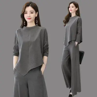 2024 spring and autumn new casual fashion sports suit western style long sleeve trousers pullover sweater women's two-piece fashion — feature 12