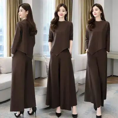 2024 spring and autumn new casual fashion sports suit western style long sleeve trousers pullover sweater women's two-piece fashion — feature 17