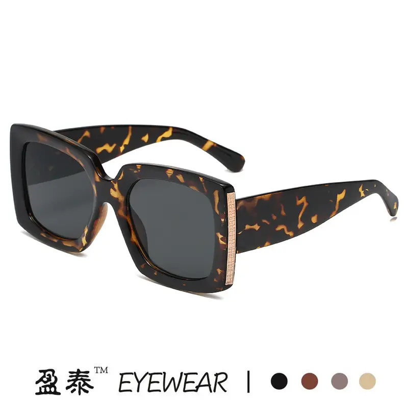 Leopard Print Sunglasses Black Grey UV Protection - Image 9