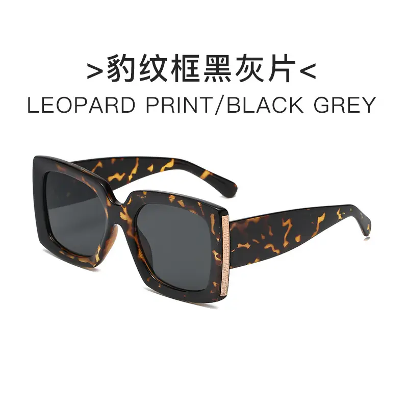 Leopard Print Sunglasses Black Grey UV Protection - Image 2