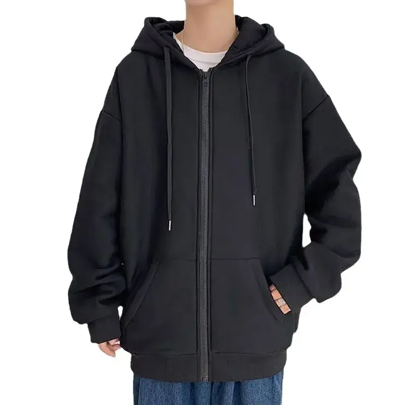 Men's White Fleece Zipper Hoodie Large - Image 7