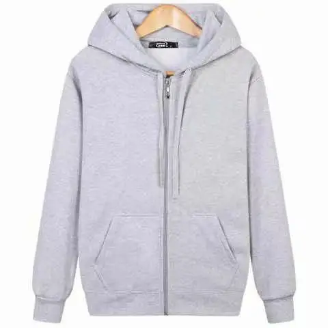Men's White Fleece Zipper Hoodie Large — feature 2