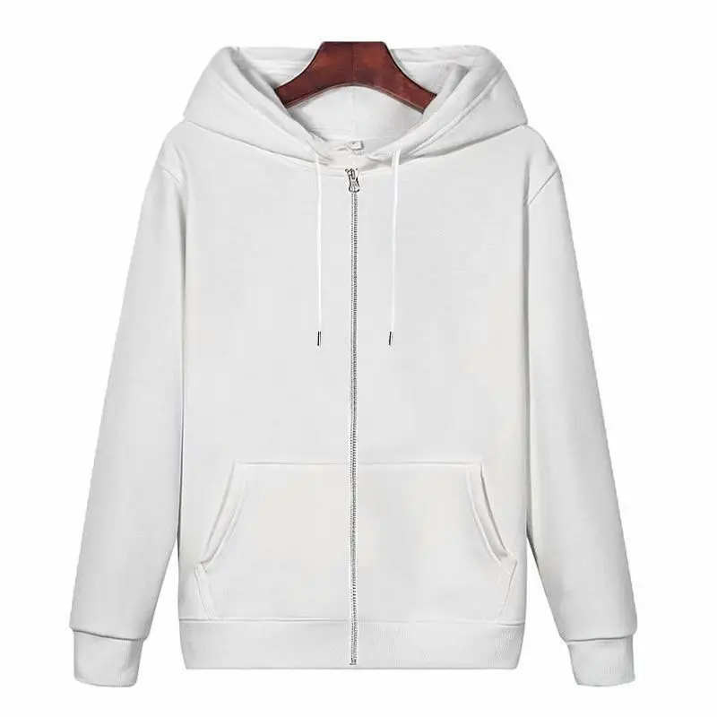 Men's White Fleece Zipper Hoodie Large — feature 4