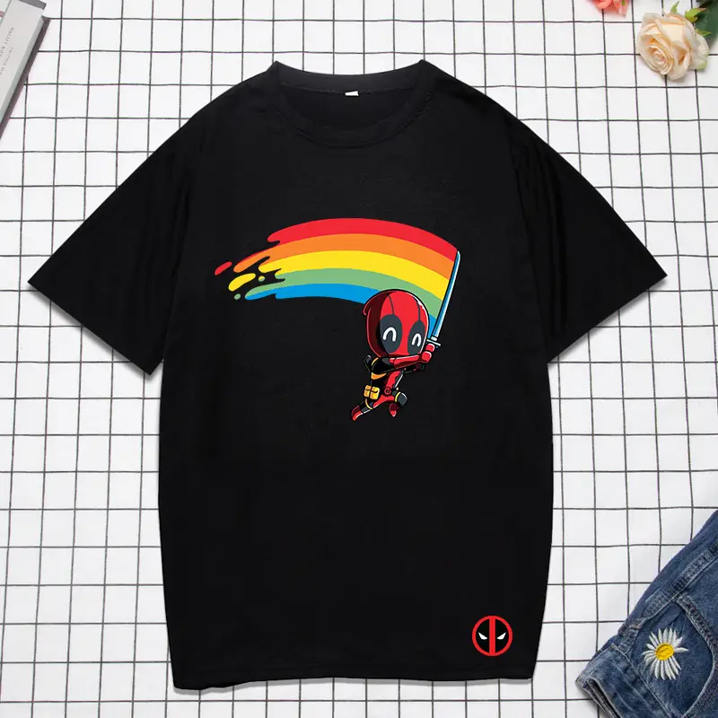 Marvel Deadpool T-Shirt Grey Plus Size Letter Print