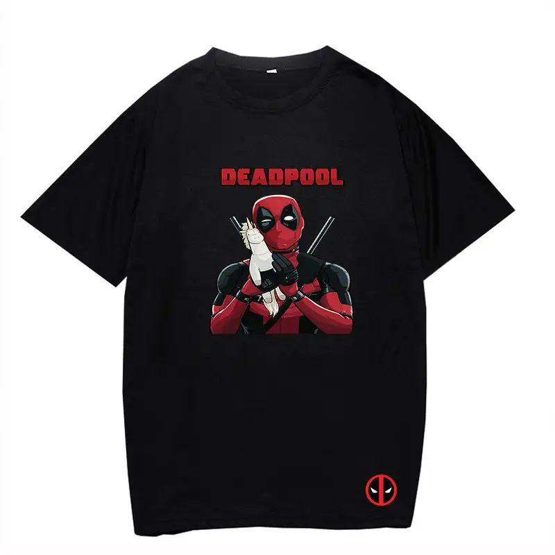 Marvel Deadpool T-Shirt Grey Plus Size Letter Print