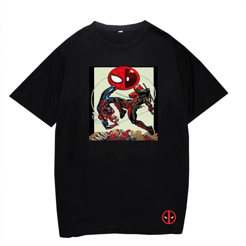 Marvel Deadpool T-Shirt Grey Plus Size Letter Print