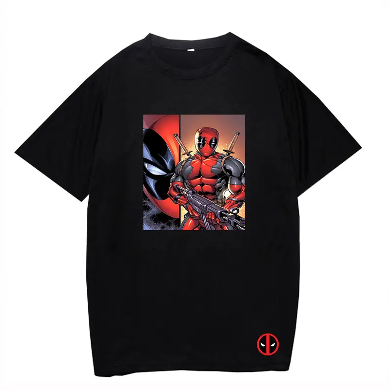Marvel Deadpool T-Shirt Grey Plus Size Letter Print
