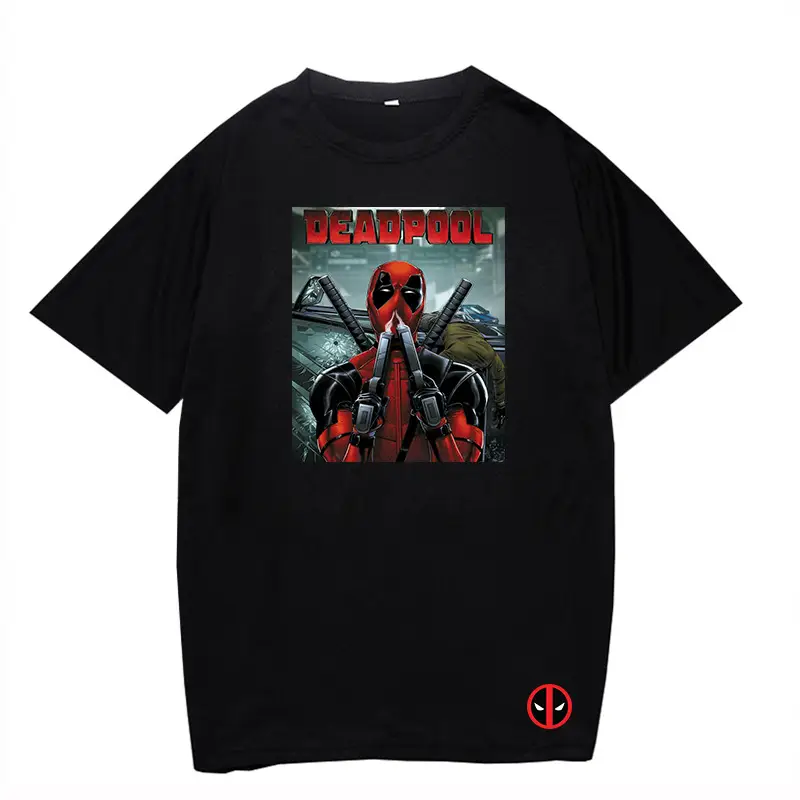 Marvel Deadpool T-Shirt Grey Plus Size Letter Print