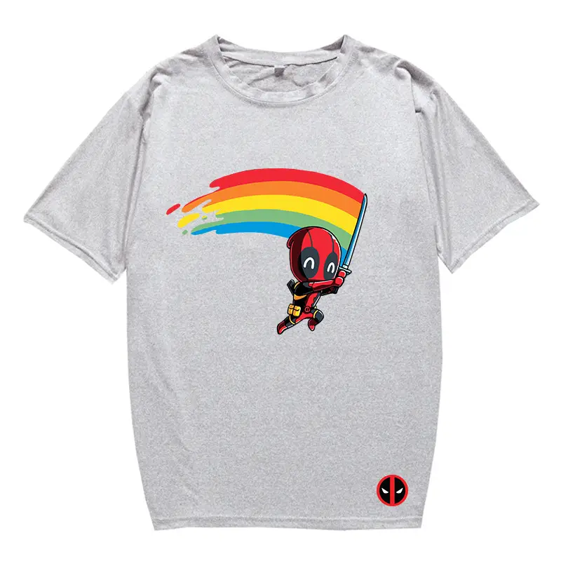 Marvel Deadpool T-Shirt Grey Plus Size Letter Print