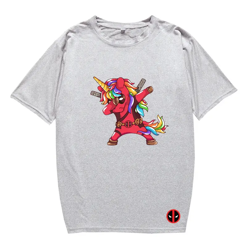 Marvel Deadpool T-Shirt Grey Plus Size Letter Print