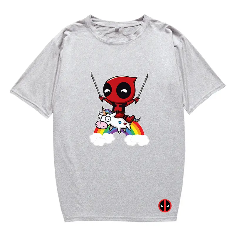 Marvel Deadpool T-Shirt Grey Plus Size Letter Print