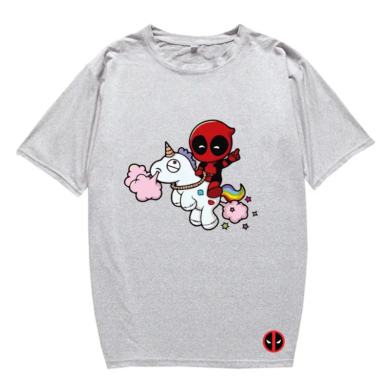 Marvel Deadpool T-Shirt Grey Plus Size Letter Print