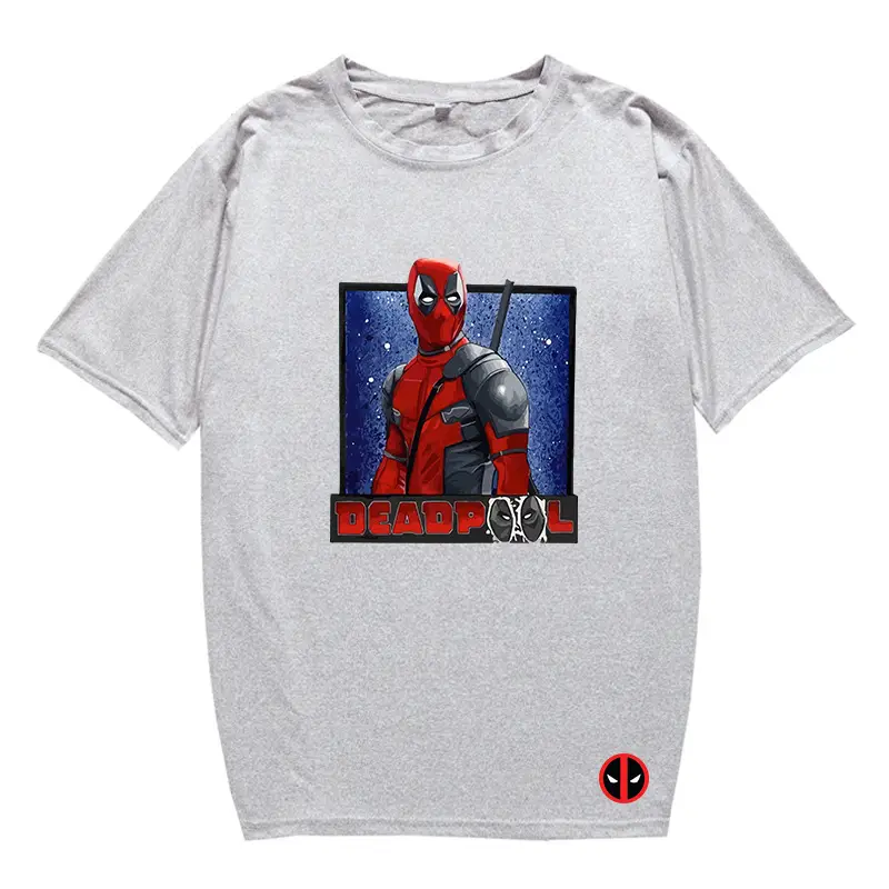 Marvel Deadpool T-Shirt Grey Plus Size Letter Print