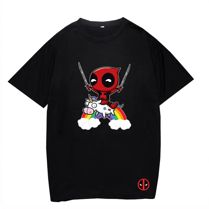 Marvel Deadpool T-Shirt Grey Plus Size Letter Print